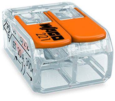 Wago 2-pole Compact transparent lever connector (221-412)